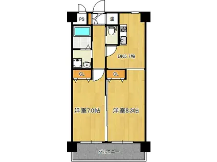 オードリーパーク(2DK/1階)の間取り写真