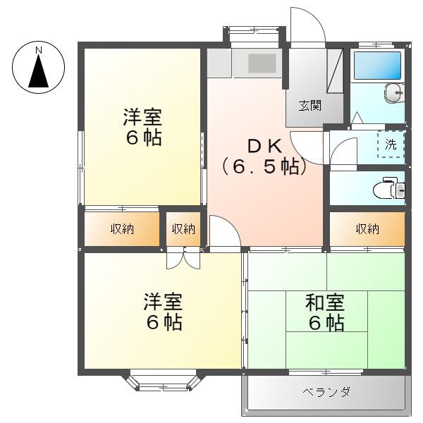 コーポラスまるみA(3DK/2階)の間取り写真
