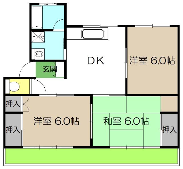 クレールイワタ(3DK/1階)の間取り写真