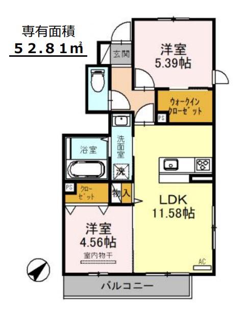 フローラリリー(2LDK/1階)の間取り写真