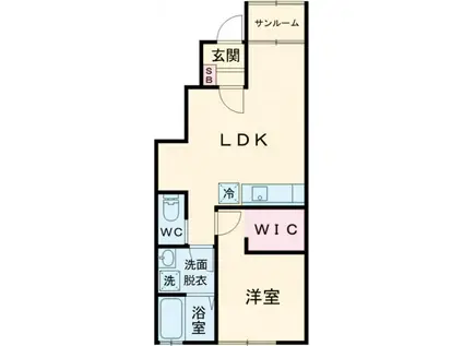 INABELL A棟(1LDK/1階)の間取り写真