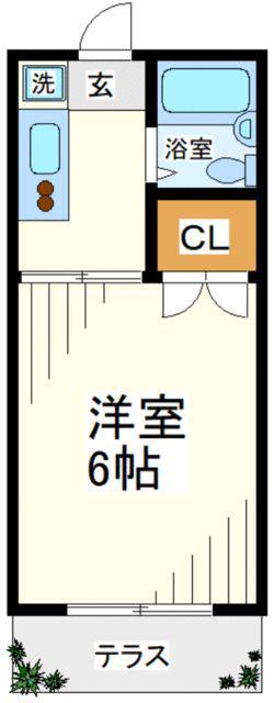 リュミエール湘南(1K/2階)の間取り写真