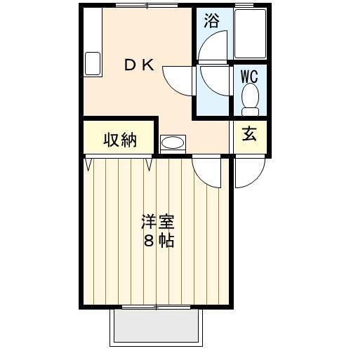 ピノキオC棟(1DK/1階)の間取り写真