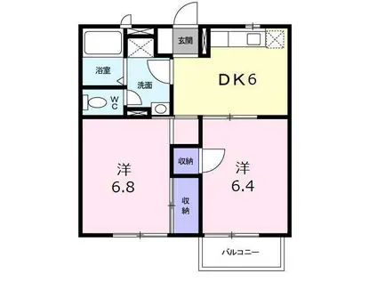 アーバンパレス A(2DK/2階)の間取り写真