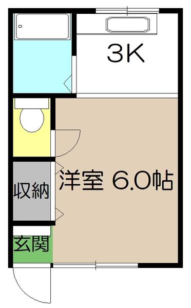 ひまわりハイツ(1K/3階)の間取り写真