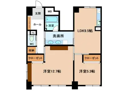 ライオンズマンション富山西町(2LDK/11階)の間取り写真