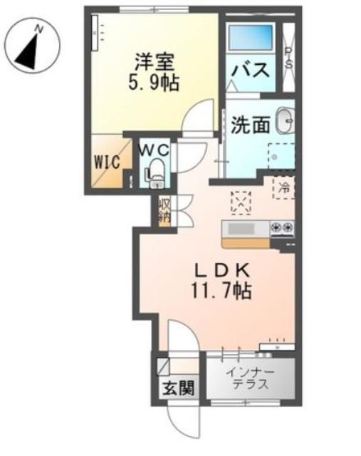 ラベンダー(1LDK/1階)の間取り写真