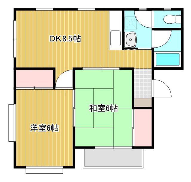 レジデンス旭(2DK/1階)の間取り写真