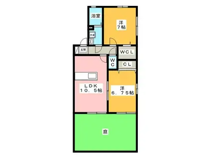 ハウスコートアケノ(2LDK/1階)の間取り写真
