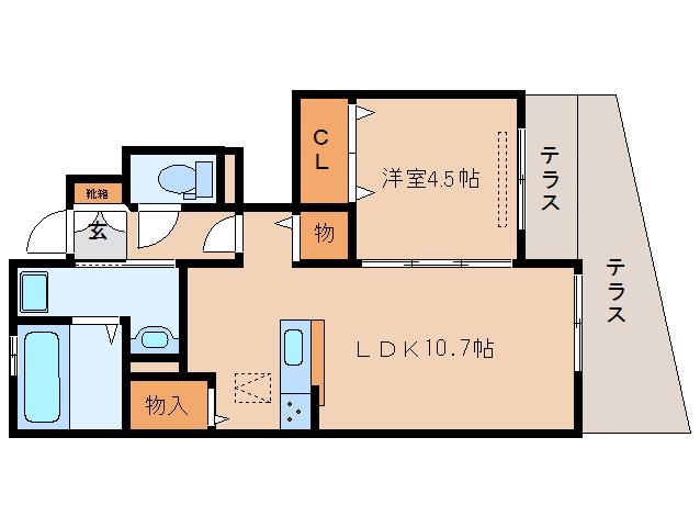 近鉄橿原線 尼ケ辻駅 徒歩11分 2階建 築10年(1LDK/1階)の間取り写真