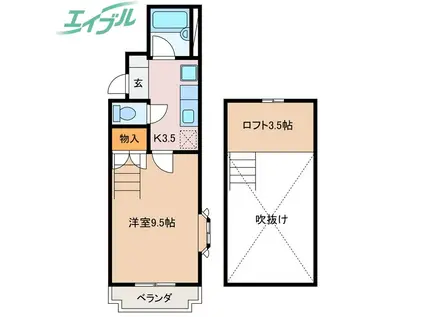 ラ・メゾン21(1K/2階)の間取り写真