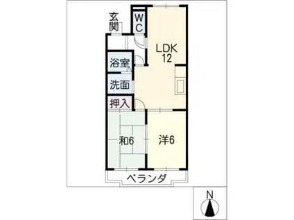 ガーデンハイツ長島A棟(2LDK/2階)の間取り写真