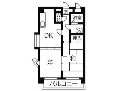 シャトー若葉(2DK/3階)の間取り写真