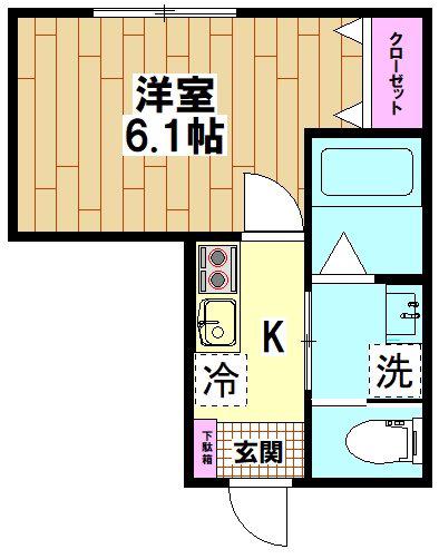 ヴィラ坂下町(1K/2階)の間取り写真