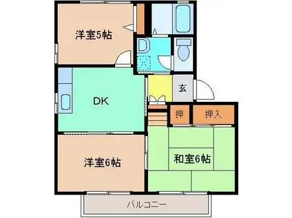 セゾンソレーユ C(3DK/2階)の間取り写真