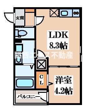 ABELIA(1LDK/1階)の間取り写真