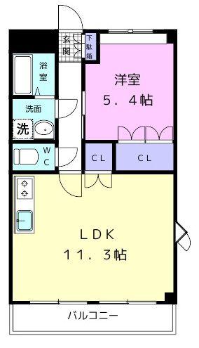 ノースタツノI(1LDK/2階)の間取り写真