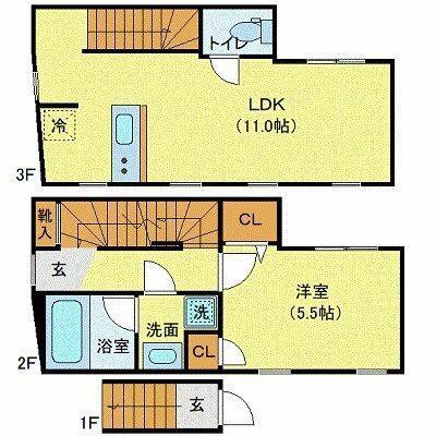 プライベートプレイス広尾(1LDK/B1階)の間取り写真