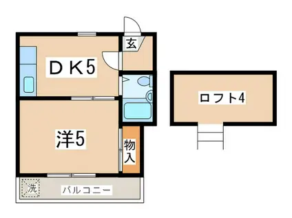 レオパレス衣笠第7(1DK/2階)の間取り写真