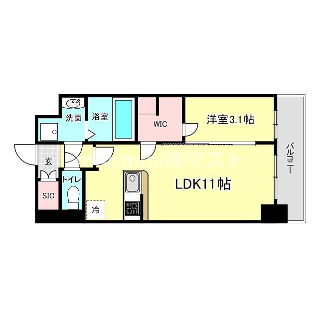リヴェント福島野田(1LDK/4階)の間取り写真