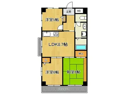 カクタスガーデン(3LDK/3階)の間取り写真