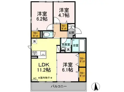 ルーデンス湘南II(3LDK/3階)の間取り写真
