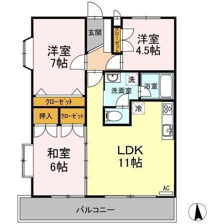 ラーバンハイツ(3LDK/4階)の間取り写真