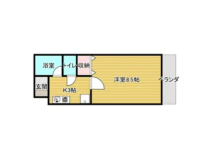 コンフォート健軍(1K/2階)の間取り写真