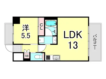 プレジオさくら夙川(1LDK/4階)の間取り写真