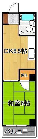 オリエンタル香春口(1DK/2階)の間取り写真