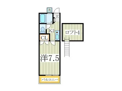 メゾン・デ・シャルム逆井(1K/2階)の間取り写真
