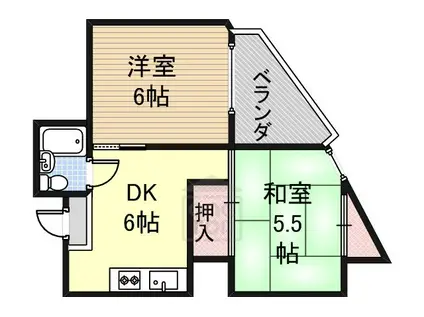 グローリー岡村Ⅲ(2DK/3階)の間取り写真