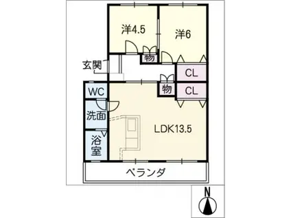大野コーポ(2LDK/1階)の間取り写真