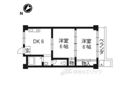 シャトー葛野(2DK/3階)の間取り写真