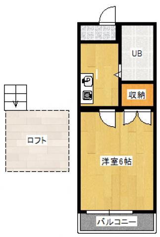 パレス戸坂桜東町(1K/1階)の間取り写真