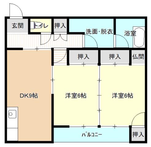 KTビル(2LDK/3階)の間取り写真