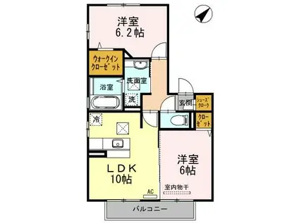 ミラカーサ II棟(2LDK/1階)の間取り写真