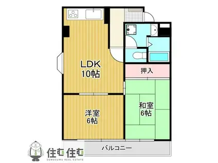 エスポワール長谷川(2LDK/2階)の間取り写真