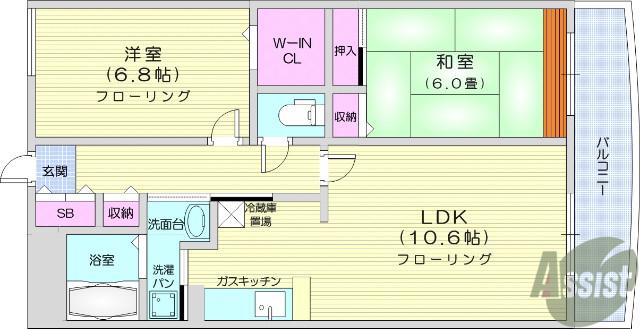 グランウィング(2LDK/2階)の間取り写真