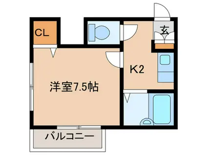 クレインキャッスル(1K/2階)の間取り写真