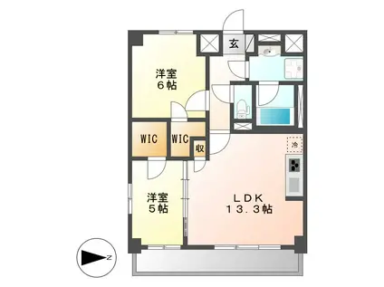 エスフィオーレ(2LDK/9階)の間取り写真