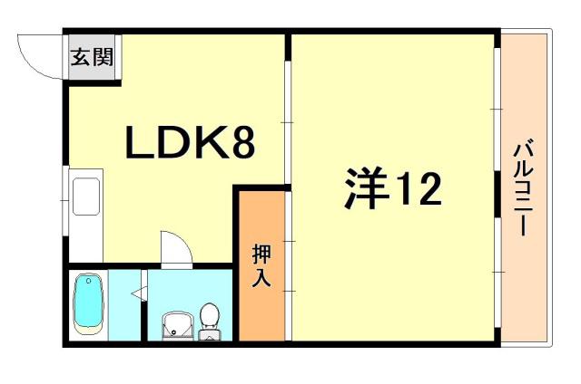 大幸ハイツ(1LDK/2階)の間取り写真