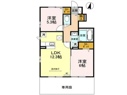 ファヴォーレIII(2LDK/1階)の間取り写真