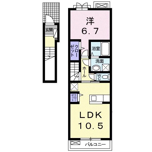 カルメーラ(1LDK/2階)の間取り写真