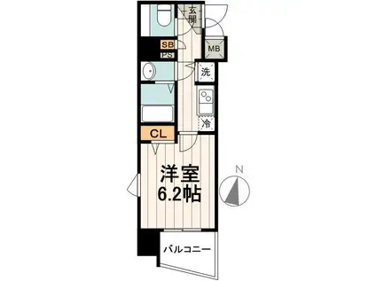 ガラステーション岩本町ノース(1K/9階)の間取り写真