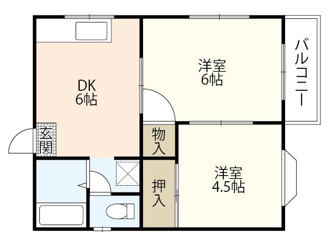DICE BLDG.本町(2DK/3階)の間取り写真