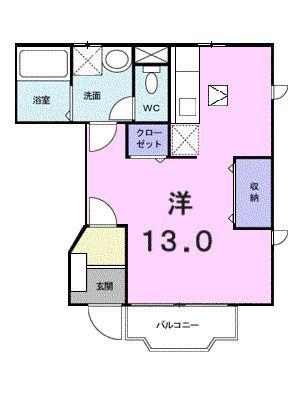 アクテュエルY(ワンルーム/1階)の間取り写真
