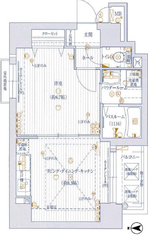 セントロイヤルクラブ谷町(1LDK/3階)の間取り写真
