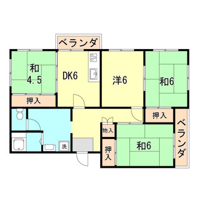伊川谷4号棟(4DK/3階)の間取り写真