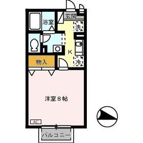 ハーヴェスト(1K/2階)の間取り写真